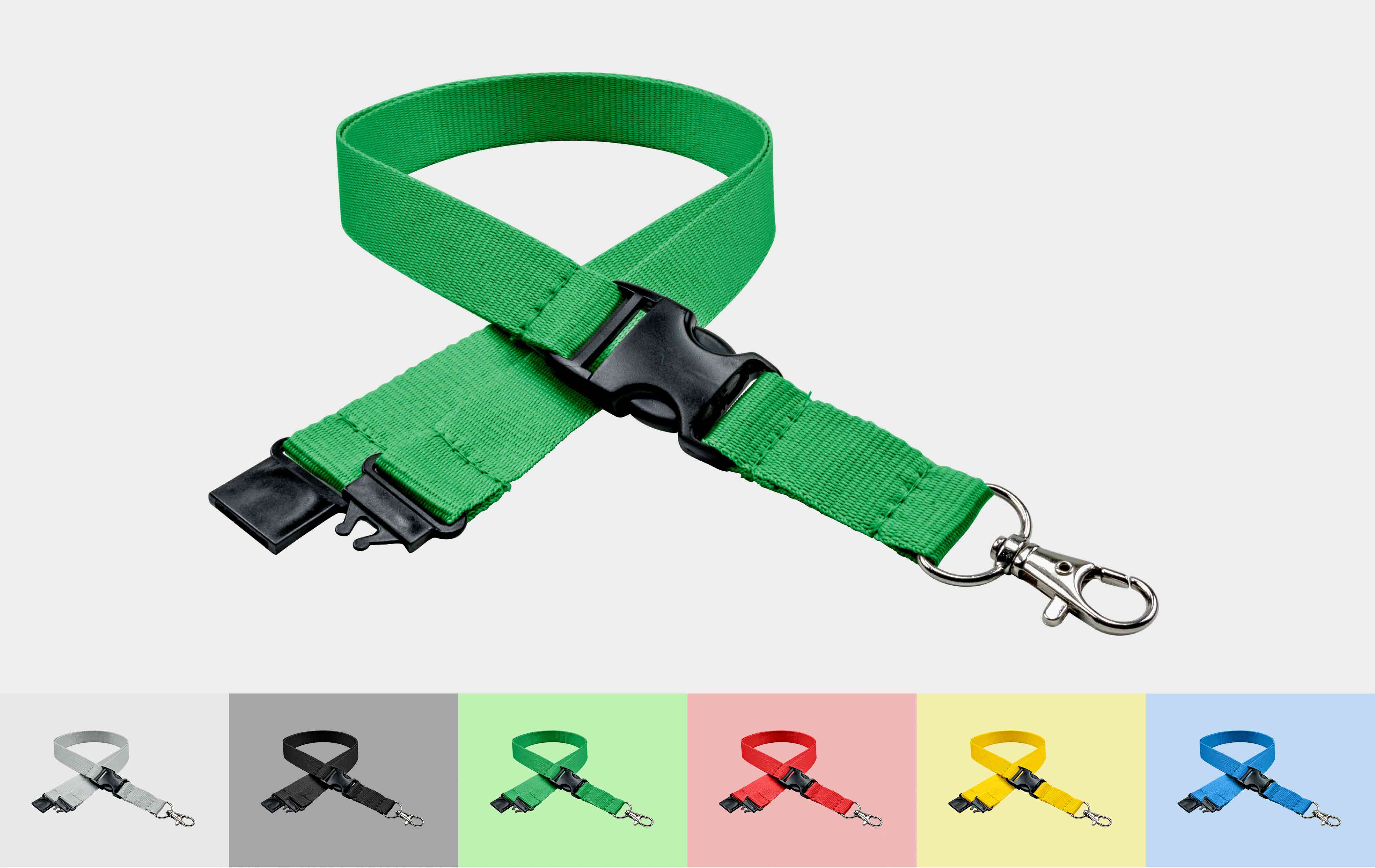 Schlüsselbänder 20 mm, easy going Haken, Sicherheitsverschluss, Schiebeschnalle