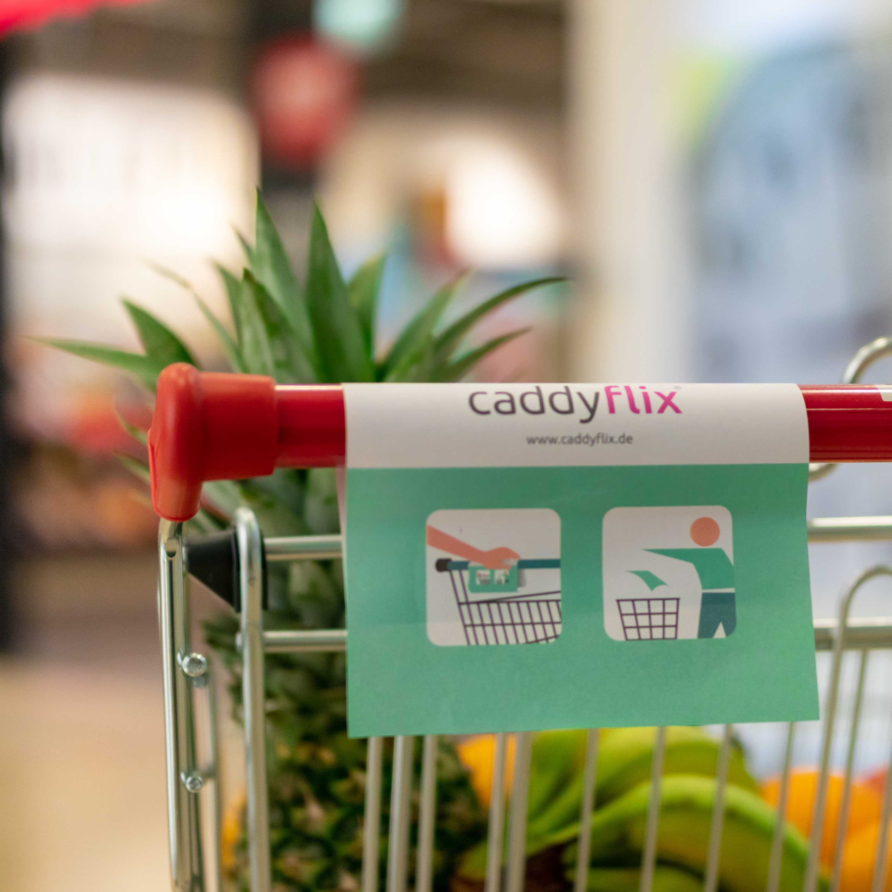 caddyflix ®, selbstklebender Hygieneschutz für Einkaufswagen (8 x 50 Blatt im Abreißblock)
